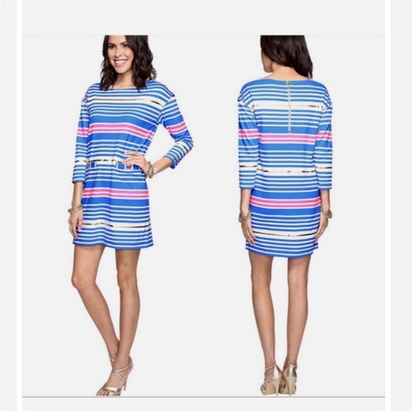 Lilly Pulitzer Dresses & Skirts - Lilly Pulitzer Lena Lapis Blue Tiki Stripe dress Sz Small